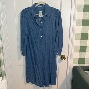 NWT J. McLaughlin Denim Shirt Dress with Puff Sleeve Size L